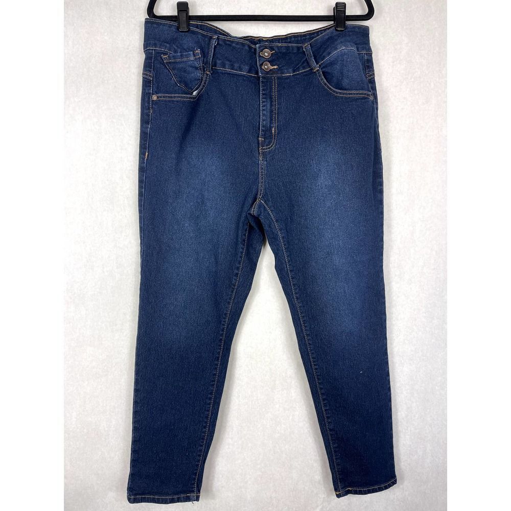 Sofia's Cropped Skinny Jeans Womens Plus Size 22 Dark Blue Wash